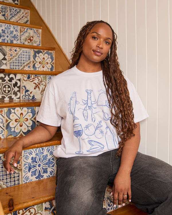 TATIANA - T-SHIRT, FOOD ART BLANC