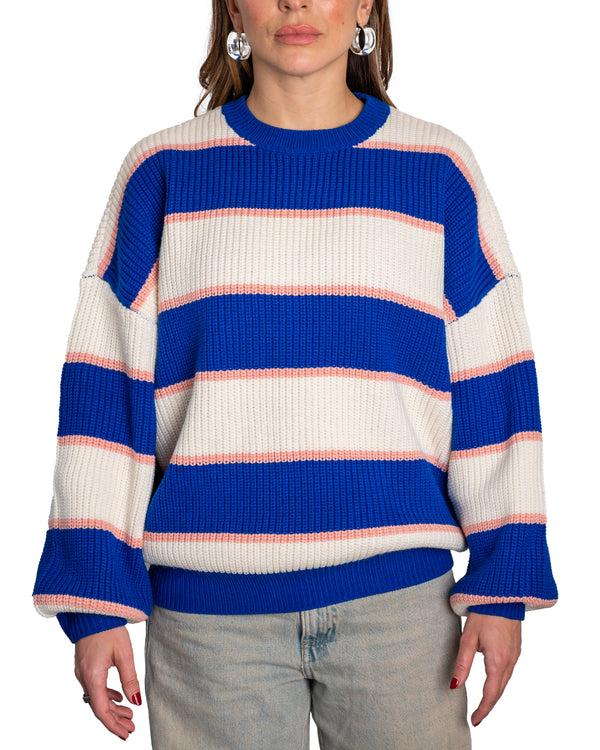 MELINA - SWEATER, BLUE AND PINK STRIPES