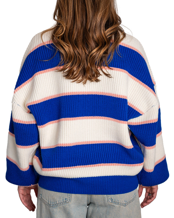 MELINA - SWEATER, BLUE AND PINK STRIPES