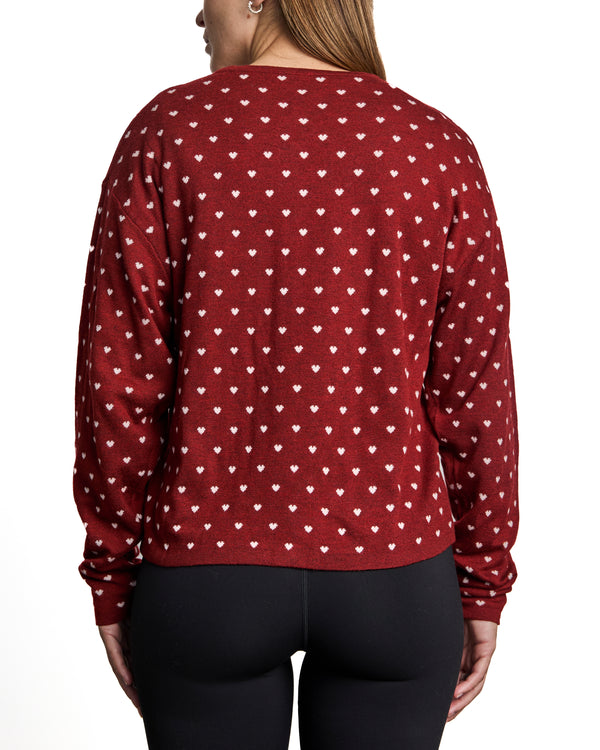 TYLA - CARDIGAN, RED, SMALL PINK HEARTS