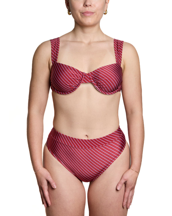 NOA - HAUT DE BIKINI, LIGNES BOURGOGNES ET LILAS