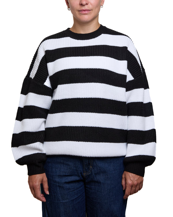 MELINA - SWEATER, BLACK AND WHITE STRIPES