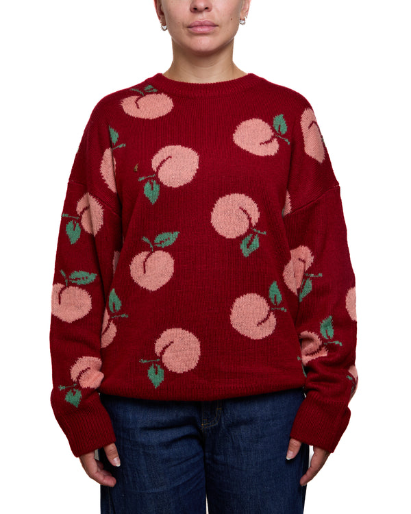 EVELYN - SWEATER, PEACHES ON RED