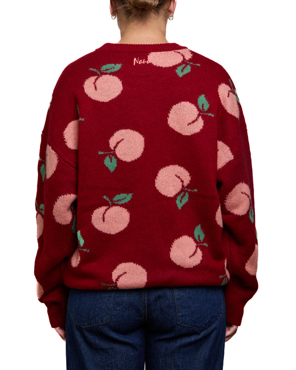 EVELYN - SWEATER, PEACHES ON RED