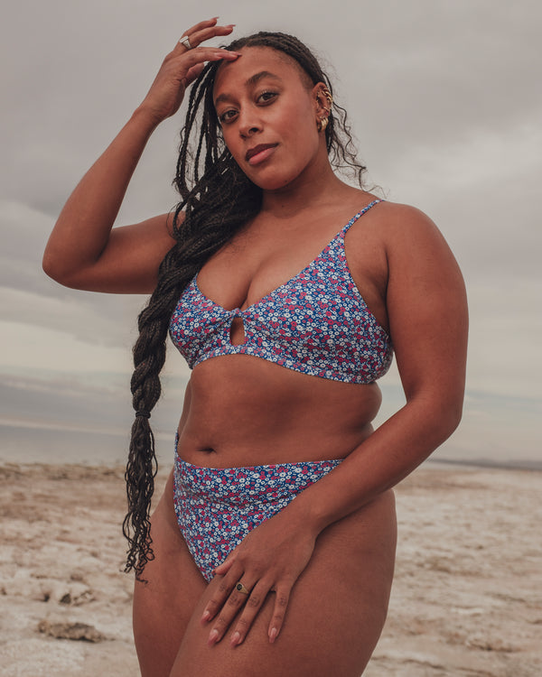 JULIA - HAUT DE BIKINI, PETITES FLEURS BLEUES