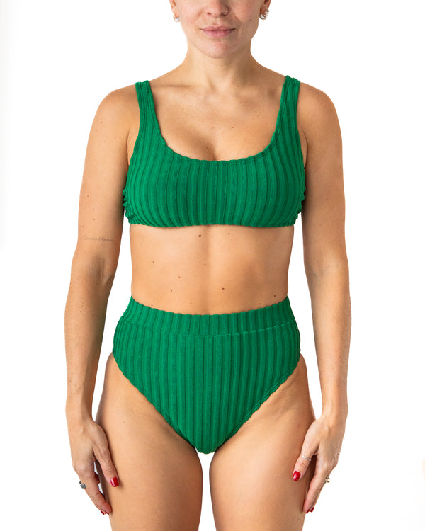 GENEVIEVE - BIKINI TOP, RIBBED GREEN