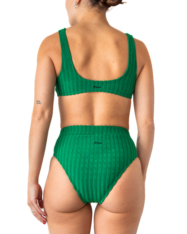 GENEVIEVE - BIKINI TOP, RIBBED GREEN