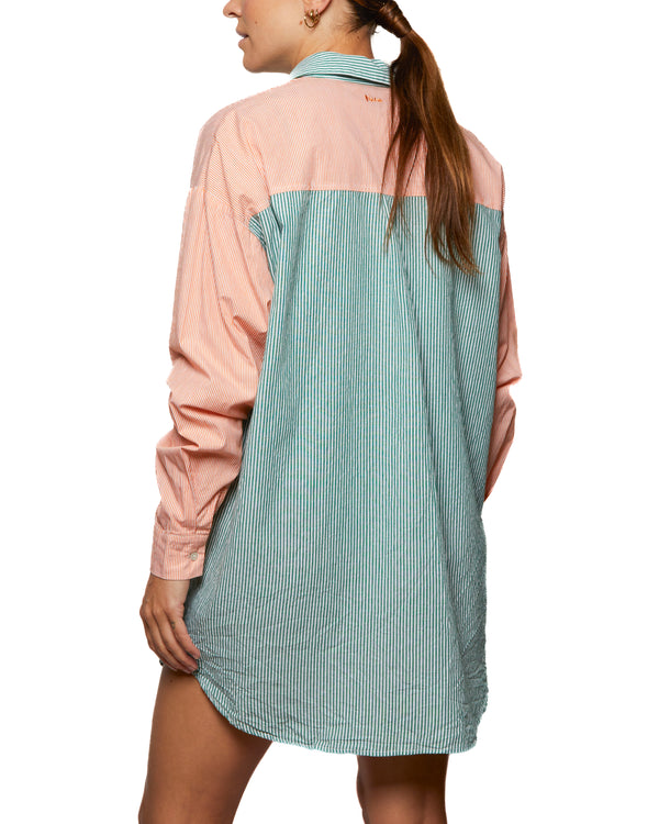 JENNY - SHIRT DRESS, GREEN COMBO