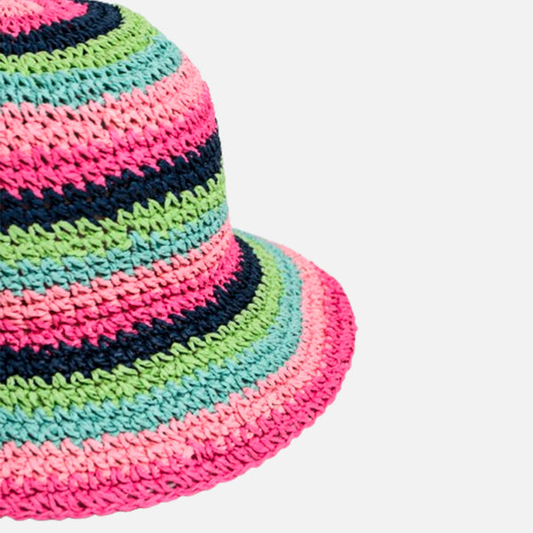 MULTICOLOR PAPER STRAW BUCKET HAT