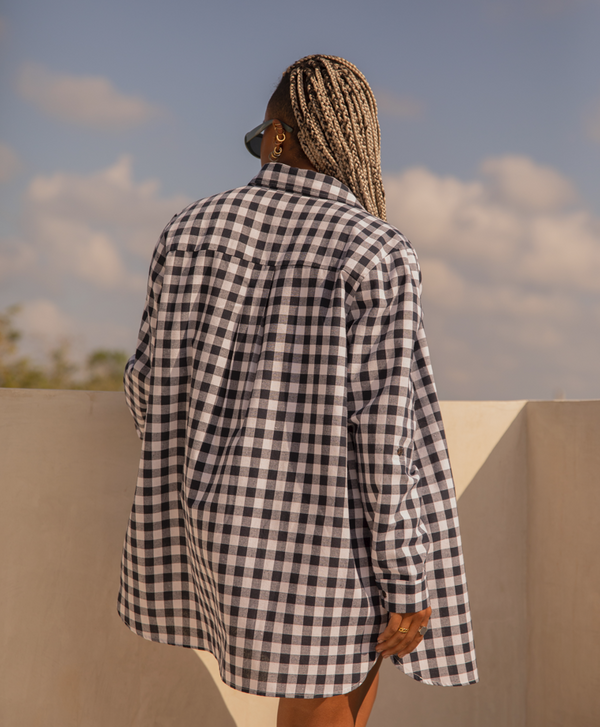 Blue vichy long sleeve shirt