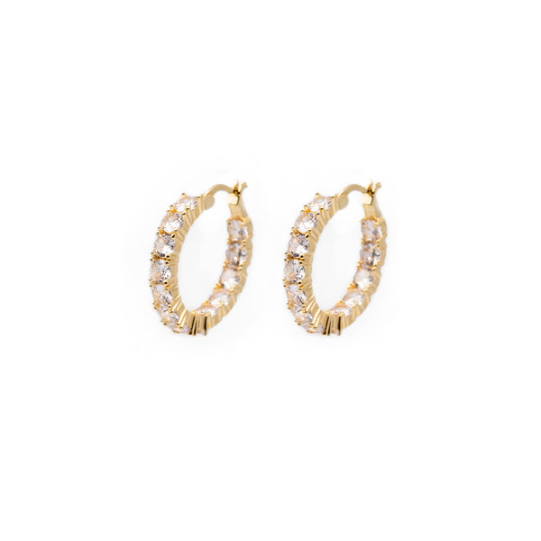 Zircon hoops gold plated / Anneaux zircon plaquées or