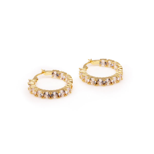 Zircon hoops gold plated / Anneaux zircon plaquées or