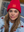 EVELYN - CHANDAIL, CERISES ROUGES SUR BLEU