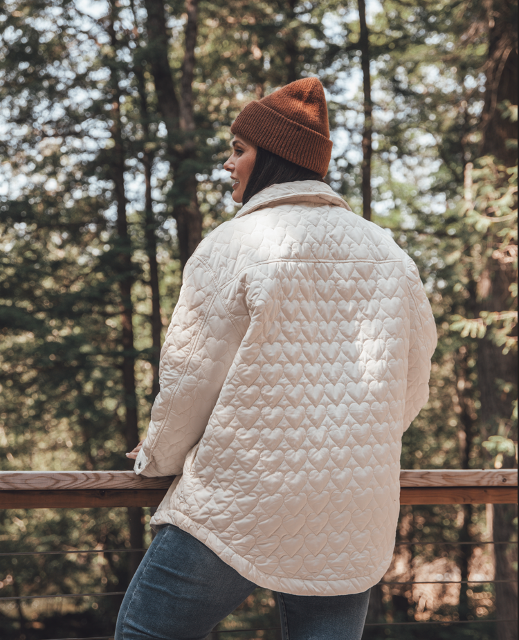 Cream hearts quilted overshirt