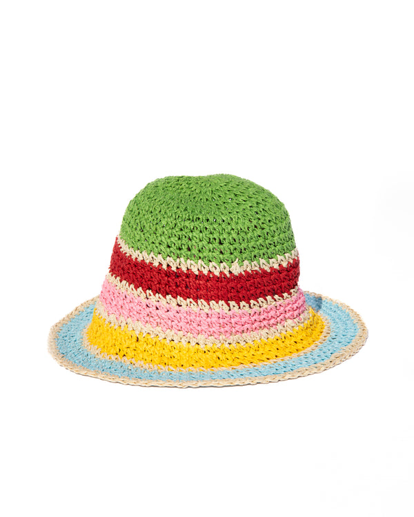 MULTICOLOR 100% PAPER STRAW BUCKET HAT