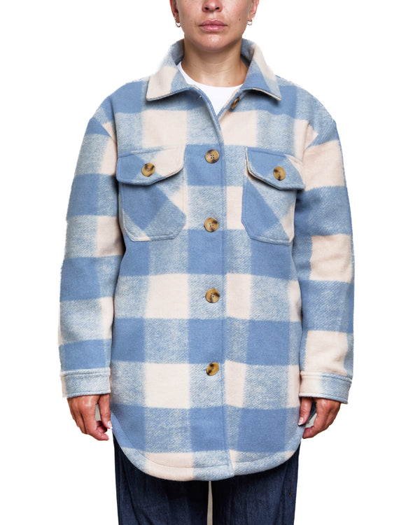 ANNABELLE - OVERSHIRT, BLUE AND BEIGE PLAID