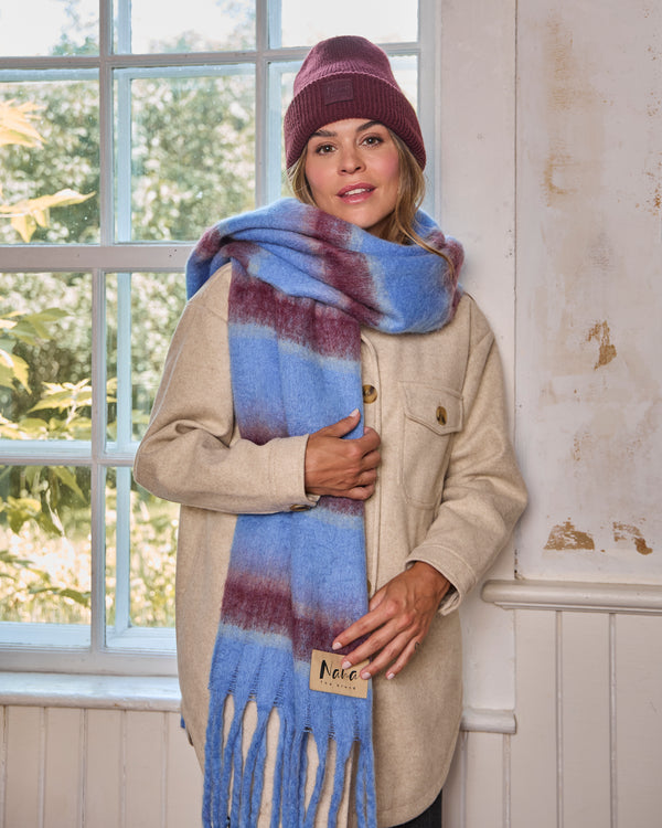 GENEVE - SCARF, BLUE AND RED LINES