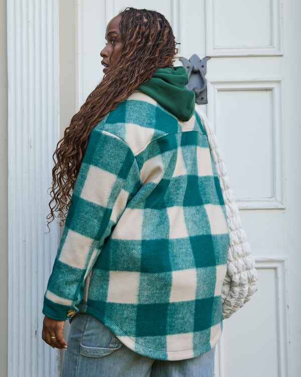 ANNABELLE - OVERSHIRT, GREEN AND BEIGE PLAID