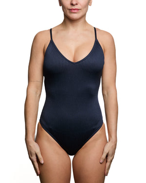 ANNE - MAILLOT UNE-PIECE, COTELE MARINE BRILLANT