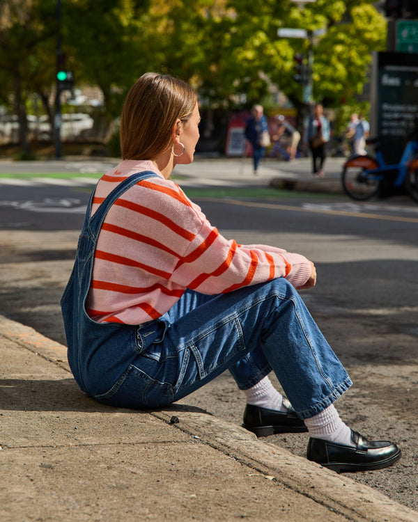EVELYN - SWEATER, ORANGE AND PINK LINES