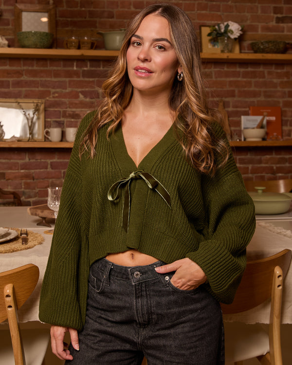 SELENA - CARDIGAN, KHAKI GREEN