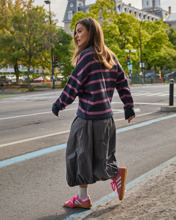 EVELYN - SWEATER, VINTAGE INDIGO AND PINK STRIPES