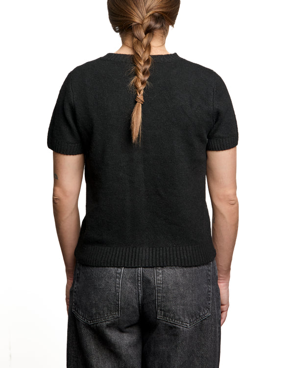 ZOE - SHORT-SLEEVED CARDIGAN, BLACK