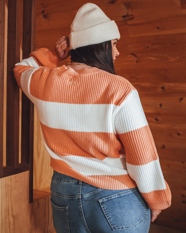 Coral striped cardigan / Cardigan à rayures corails