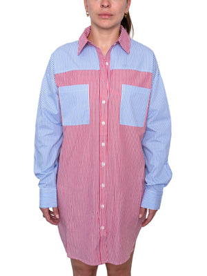 JENNY - SHIRT DRESS, BLUE AND RED STRIPES