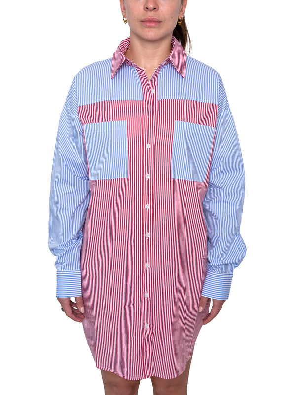JENNY - SHIRT DRESS, BLUE AND RED STRIPES
