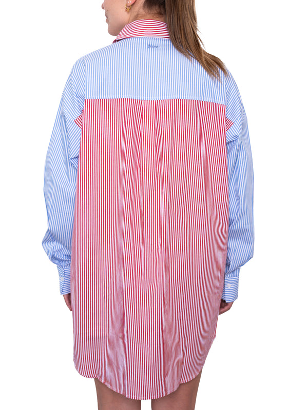 JENNY - SHIRT DRESS, BLUE AND RED STRIPES