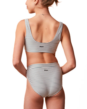 GENEVIEVE - BIKINI BOTTOM, SHINY WITH TURQUOISE STRIPES