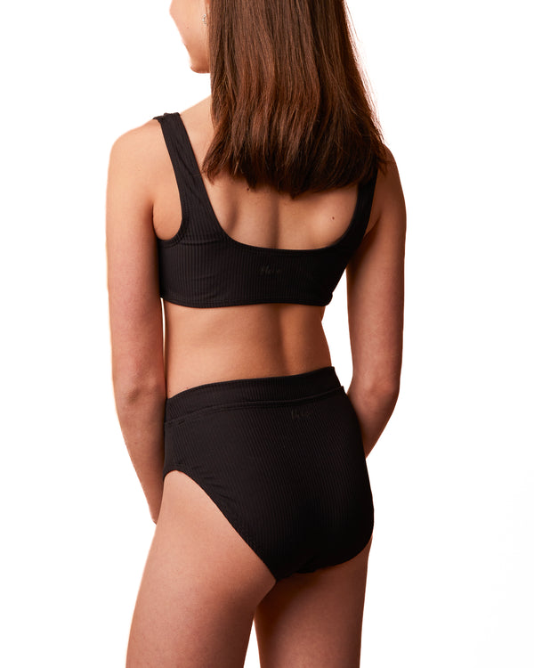 GENEVIEVE - BIKINI BOTTOM, BLACK RIBBED