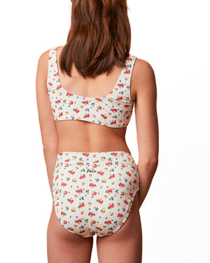 GENEVIEVE - HAUT DE BIKINI, FLEURS ET POIS COTELE