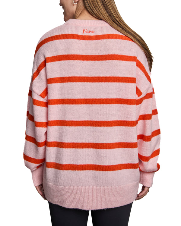 EVELYN - SWEATER, ORANGE AND PINK LINES