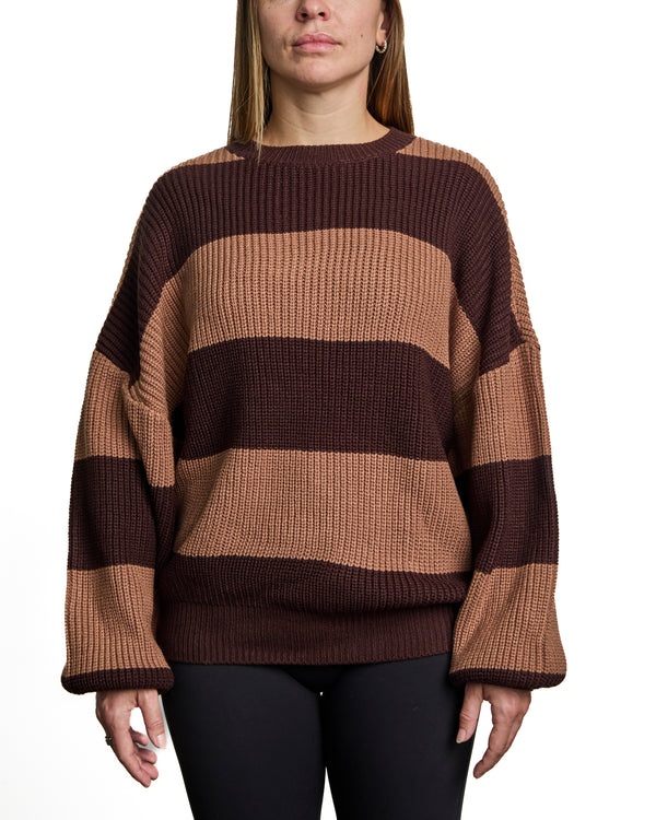 MELINA - SWEATER, BROWN STRIPES