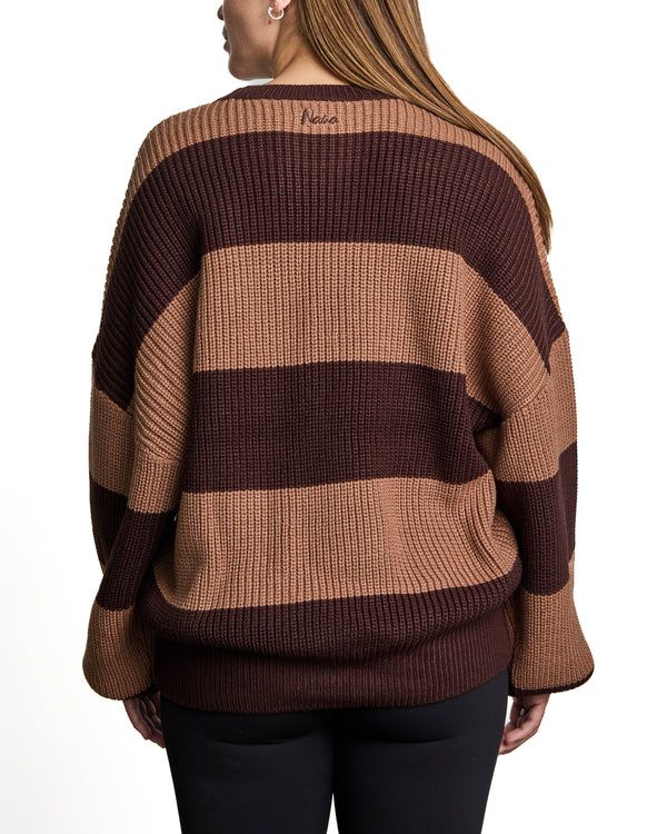 MELINA - SWEATER, BROWN STRIPES