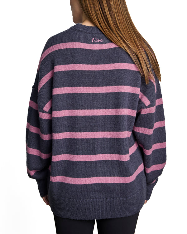 EVELYN - SWEATER, VINTAGE INDIGO AND PINK STRIPES
