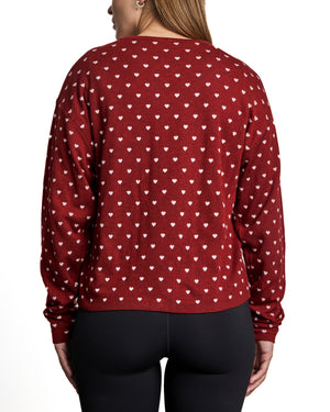 TYLA - CARDIGAN, ROUGE PETITS COEURS ROSES