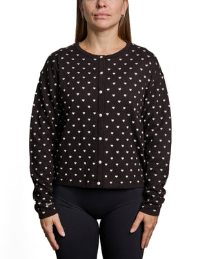 TYLA - CARDIGAN, BRUN PETITS COEURS BEIGES