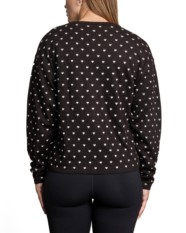 TYLA - CARDIGAN, BROWN, SMALL BEIGE HEARTS