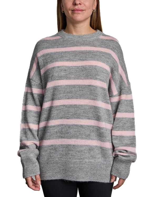 EVELYN - SWEATER, GREY AND PINK LINES