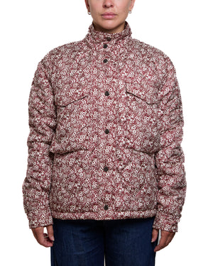ISABELLA - MANTEAU MATELASSE, FLEURS CREME ET BOURGOGNE