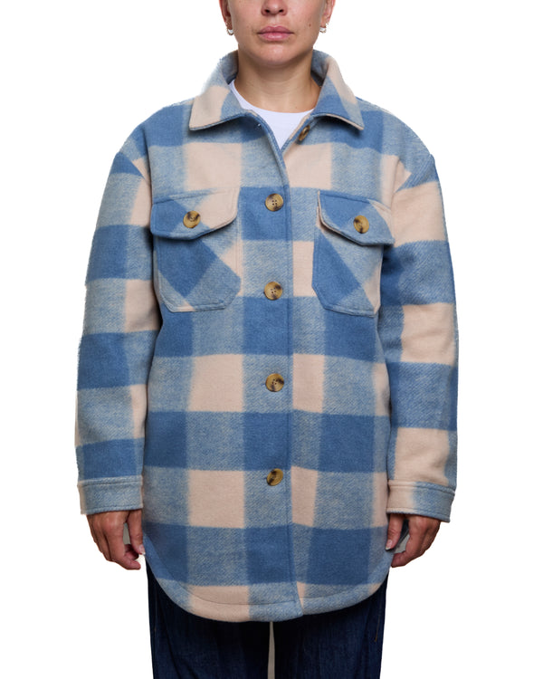 ANNABELLE - OVERSHIRT, BLUE AND BEIGE PLAID