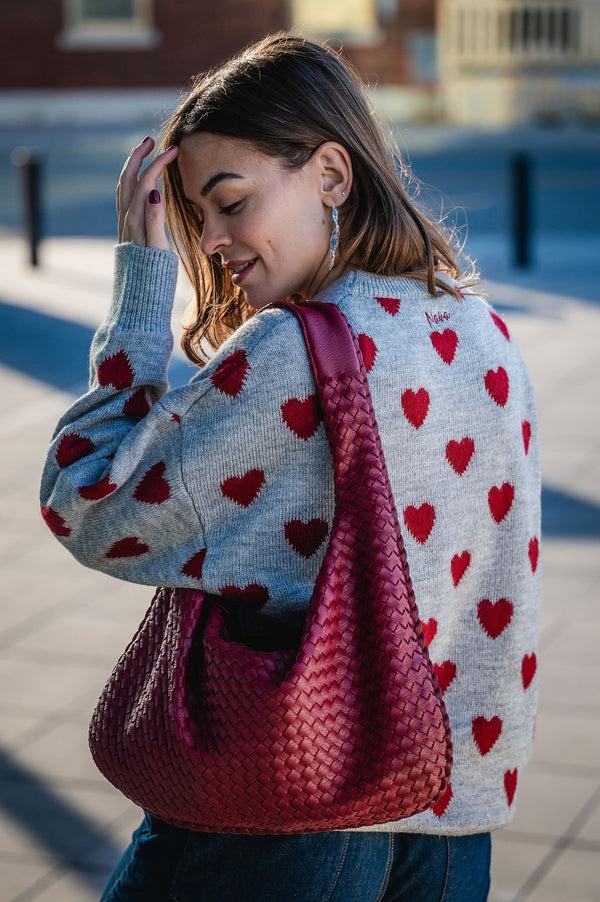 EVELYN - SWEATER, GREY HEARTS