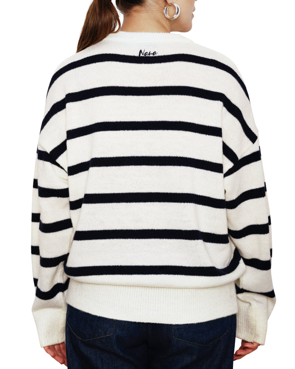 EVELYN - SWEATER, NAVY STRIPES