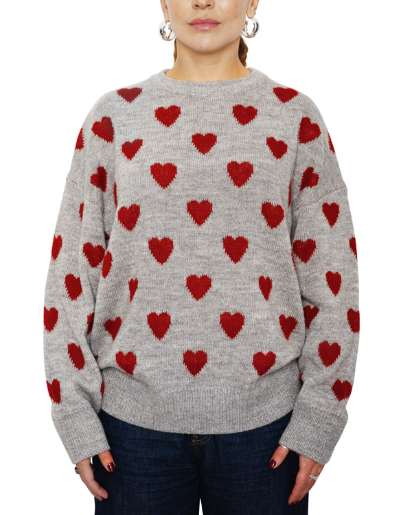 EVELYN - SWEATER, GREY HEARTS