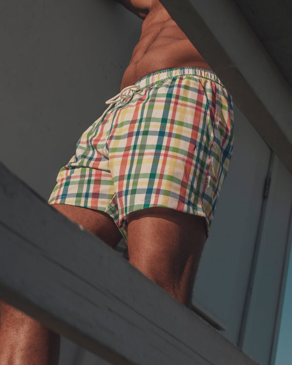 Lou men swim colorful plaid