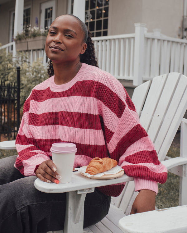 MELINA - SWEATER, PINK BURGUNDY