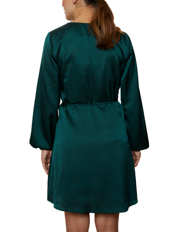 CORINNE - WRAP DRESS, FOREST GREEN